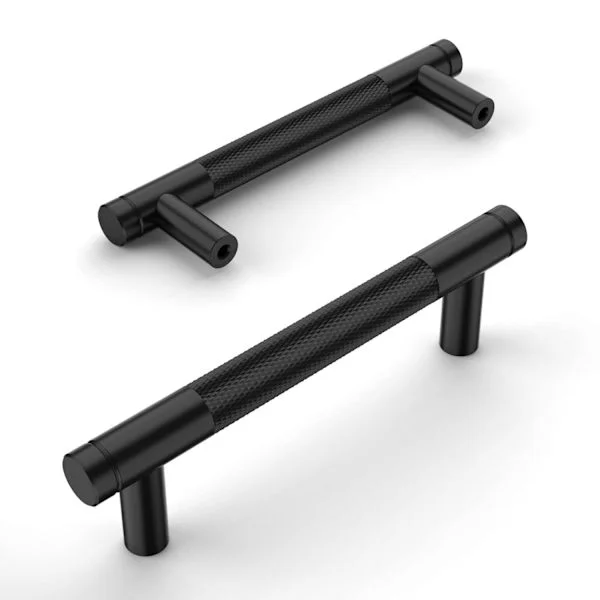 (2 pieces) Black kitchen cabinet handles 96 mm furniture handles with screws, for desks, drawers