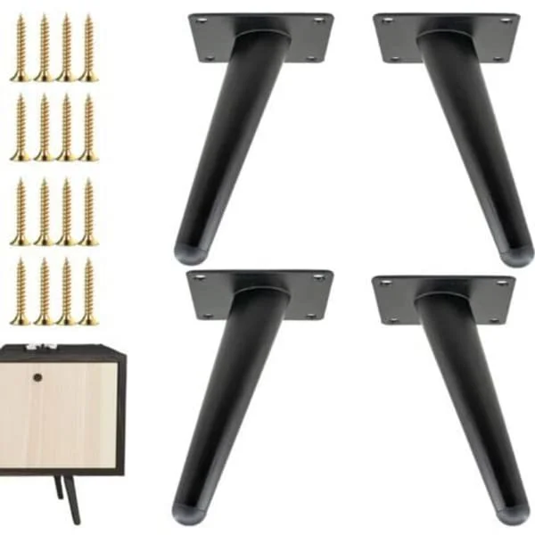 20 cm furniture legs, set of 4, mid-century style metal legs for chairs, sofas, cabinets, tables and DIY projects.