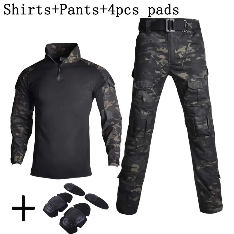 AliExpress - Schwarze Camo-Trainingssets, 1/4 Reißverschluss, Kampfoberteile, taktische Anzüge, Wanderhosen, Herren, langlebige Hemden, mehrere 