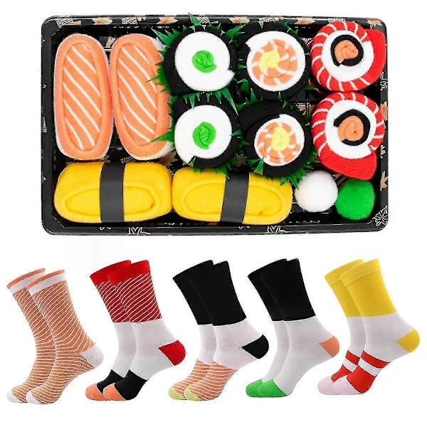 【BEMS】Par Sushi Strumpor Mellanhöga Strumpor Bomullsstrumpor Julstrumpor - Par Casual Strumpor Julklappslåda - CHUN