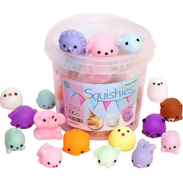 24st söta djur Antistress Ball Mochi Toy Stress Relief Leksaker