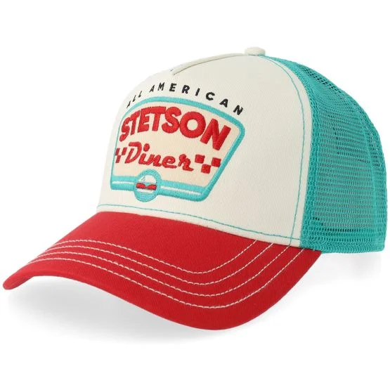 Stetson - Branco trucker Boné - Stetson Diner Red/Ecru White/Mint/Red A-Frame Trucker @ Hatstore