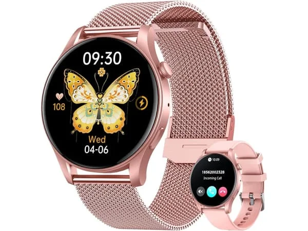Smartwatch Dam Fitnessklocka: 1,4 tum Ungefär 3,6 cm Amoled Pekskärm Smartwatch Svara/Ringa Samtal