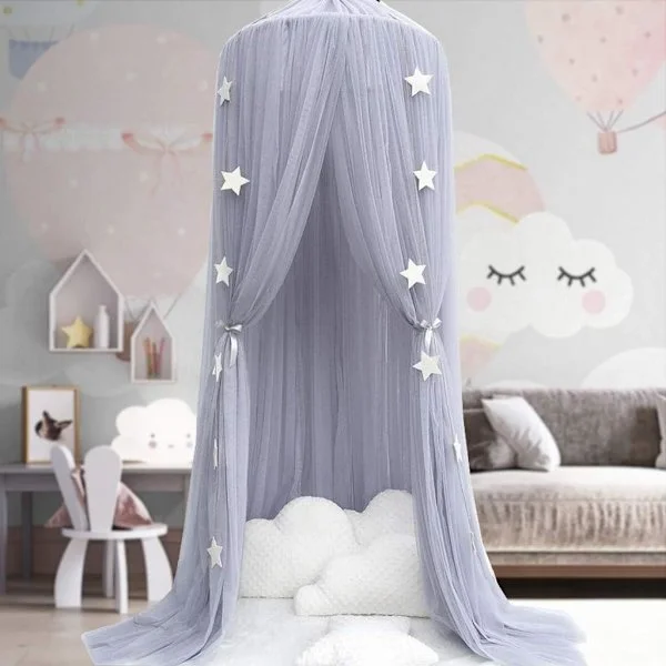 Bed Canopy for Girls - Princess Canopy Mosquito Net Dome Kids Room Premium Yarn Playroom Decoration (Mosquito Net Only) Coffee