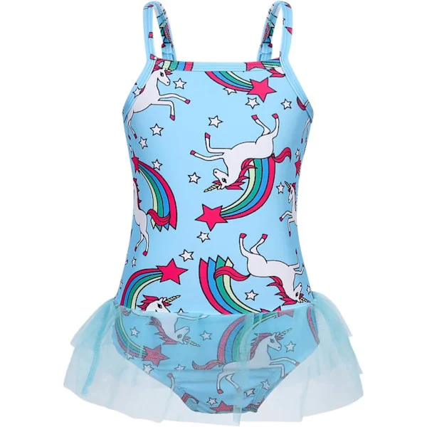 Unicorn Badedragt til Piger Tutu Kjole Badedragt Ét Stykke Badedragt Leotard Børnebadetøj Sommerferie Strandtøj Blå184