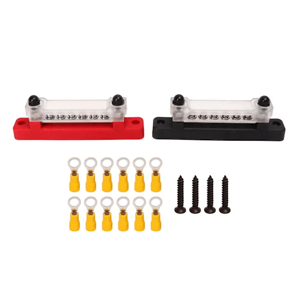 48V 150A 6-polet Busbar med 2 Studs Batteri Terminal Fordelingsblok med 12 Terminaler til Bil RV Båd