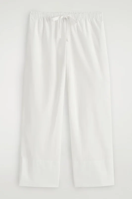 COS Women's Drawstring Cotton Trousers in White