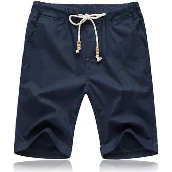 Herre Shorts Casual Drawstring Sommer Strand Shorts med Elastisk Midje og Lommer 2XL