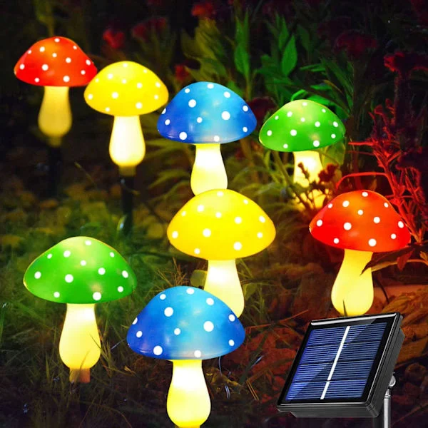 Waterproof Outdoor Garden Mushroom Lamp, Multicolor Mushroom Solar LED Sprite Lamp Garden Lawn