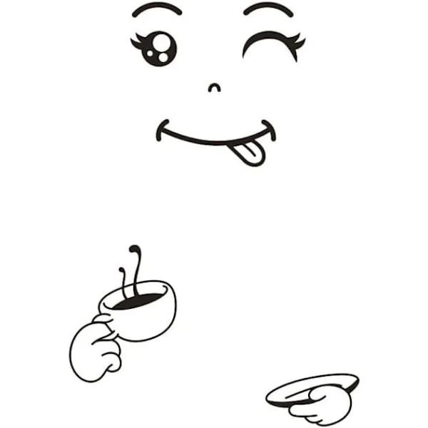 1PC Cute Refrigerator Sticker Happy Delicious Face Kitchen Fridge Wall