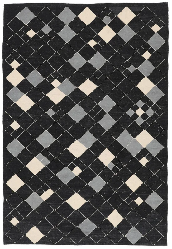 Kilim Moderne Tapis Moderne Noir/Gris Foncé (Laine, )