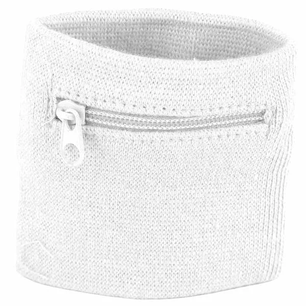 Unisex Armbånd Mønt Nøgler Opbevaring Lynlåslomme Sport Håndleds Pung Gym Løb (Hvid)