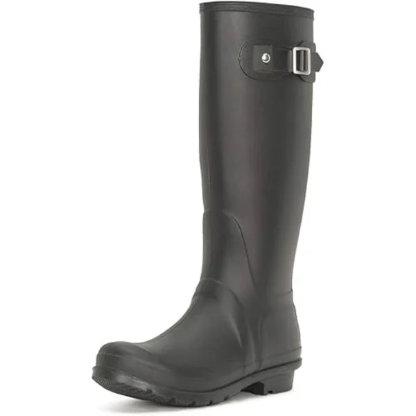 {xj} Original High Side Buckle Dog Walking Snow Rain Waterproof Rubber Boots Women 39 39