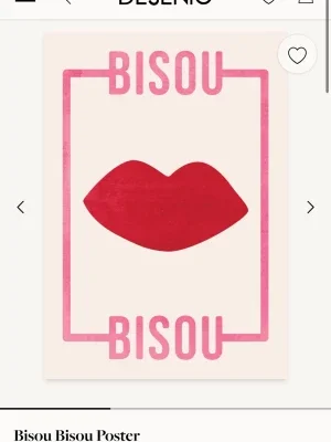 Bisou Bisou poster med röda läppar
