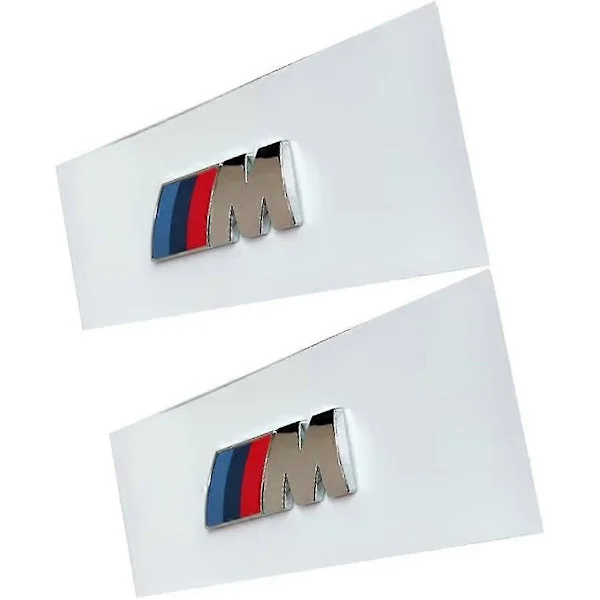 BMW M Främre Skärm Badge Skylt Ersättning - 2st Sport Namnskylt Dekal Logotyp Klistermärke (Silver)