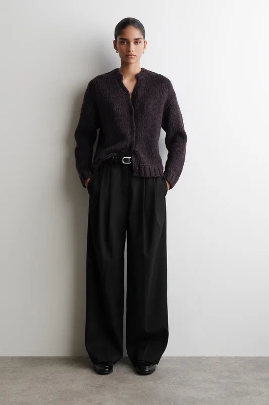 COS Flecked Chunky Wool-Alpaca Cardigan in Brown - Women