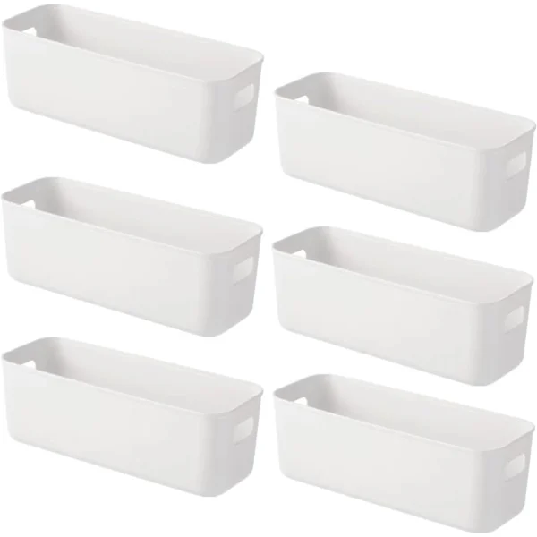 Plastförvaringslåda, förvaringskorg med handtag, köksorganisatör, förvaringsbehållare, plastbadrumshylla, plastlåda (11×3.5×3.9