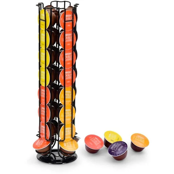 Kapselhållare för 32 Dolce Gusto-kapslar, förvaringshållare för kaffekapslar, halkfri bas, roterande, svart