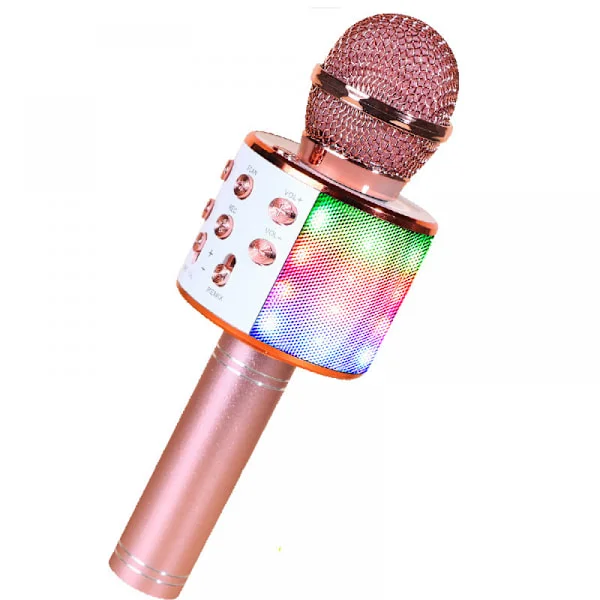 (Rose Gold) Trådlös Karaoke Mikrofon, Bluetooth Karaoke Mikrofon med 5W Högtalare, Bärbar Mikrofon för Barn/Vuxna Sång, Kompatibel med Android/iOS/PC/