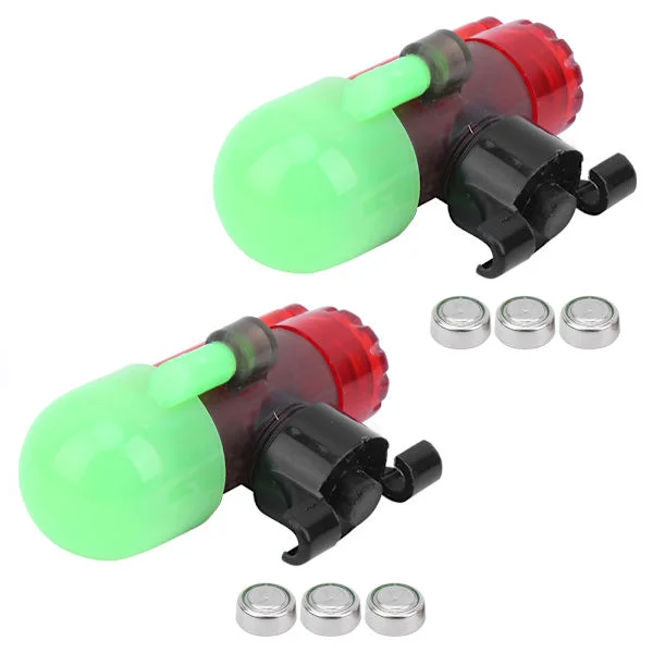 2 Set Nattsfiske Sensorlampa Spölarm LED Signal Känslig Låsande Poltyp