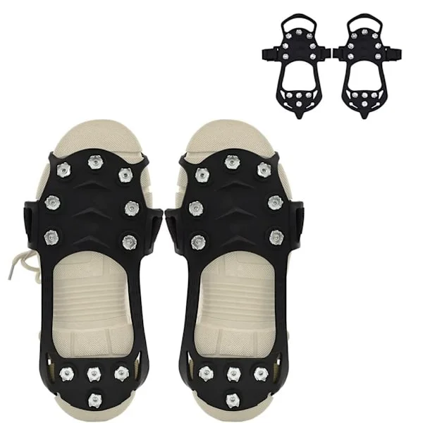 Crampons ispigger for sko og støvler, sklisikre ispigger, trekkraftpigger med 11 stålpigger for vintergåing, klatring, fotturer, isfiske M