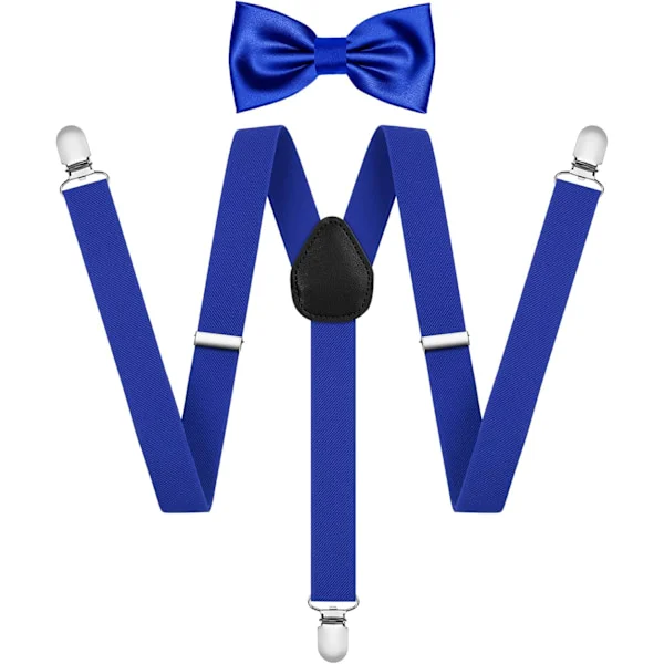 Wide Bow Tie Set 2.5 cm Adjustable Men's Bow Tie with Extra Strong 3 Metal Clips One Size for Men and Women Royal Blue royal blue adult