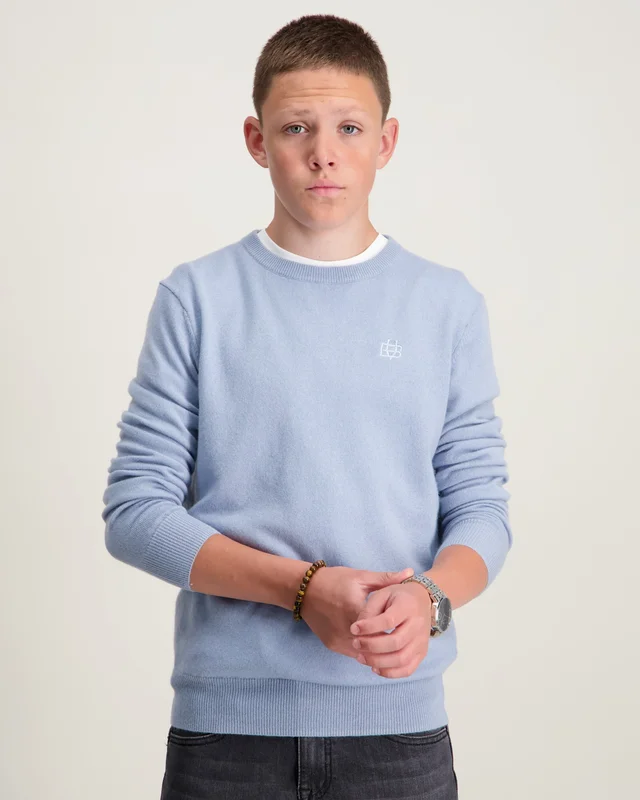 BVALDI Lusso Morbido cashmere-blend Crewneck Blå Genser Gutt - Kids Brand Store