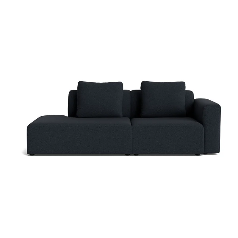 Como Lounge Sofa, Venstrevendt Open End - Håndlavet, Slidstærk Mørkeblå Sofa m. Ekstra Puder - 226x100x83cm