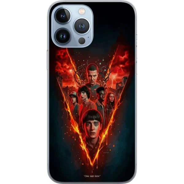 Kompatibelt Mobilskal till Apple iPhone 13 Pro Max Stranger Things eldig poster med Eleven Mike Will och gänget dramatisk Netflix design perfekt för
