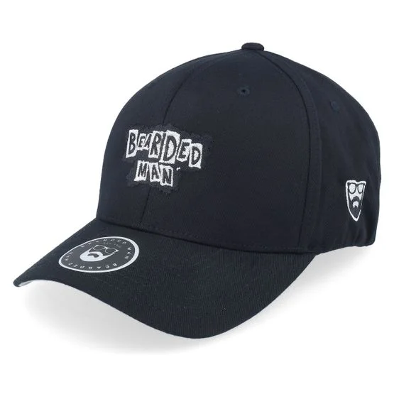 Bearded Man - Schwarz flexfit Cap - British Punk Logo Black Stretch Fit @ Hatstore