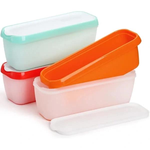 3-pakks isbeholdere, 1,5L frysebokser med lokk for is, sorbet, frossen yoghurt og gelato, sklisikker bunn, tåler oppvaskmaskin