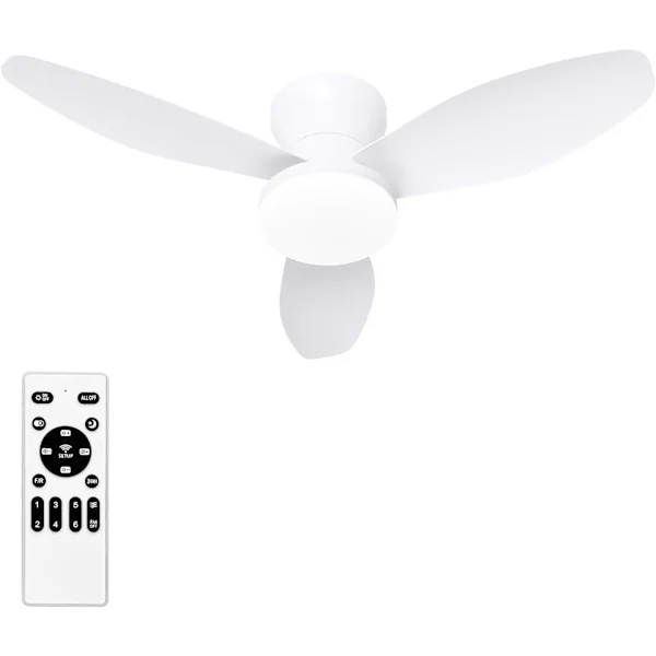 Takfläkt 65/88 cm med LED-lampa, tyst takfläkt med fjärrkontroll och justerbar färgtemperatur