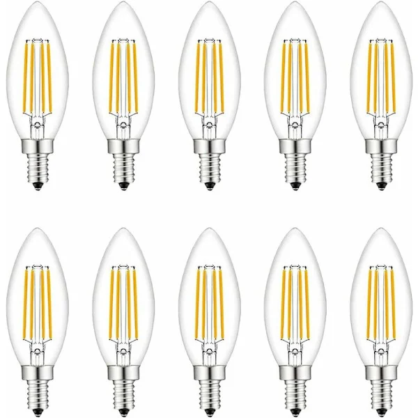 Små skruvbara LED-lampor, 10-pack E14 kronljus dimbara, glödlampor 40W E14/SES motsvarande, 220V, varmvit 2700K, FanciBuy
