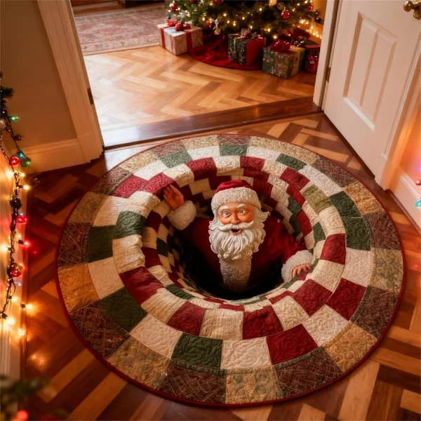 Jul 3D-matta - Optiska illusioner Mattor för sovrum Vardagsrum Inomhus Jul Tomten Entrématta Semester Inomhus Entré Små mattor 23 tum