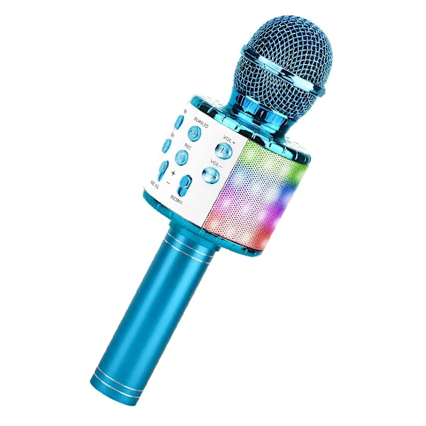 (Blå) Trådløs Karaoke Mikrofon, Bluetooth Karaoke Mikrofon med 5W Høytaler, Portabel Mikrofon for Barn/Voksne Sang, Kompatibel med Android/iOS/PC/