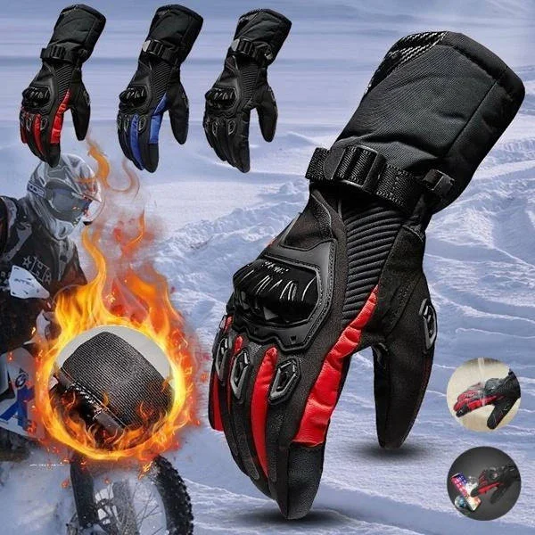 Motorcycle Gloves for Men Waterproof Windproof Winter Gloves for Riding Touchscreen Compatible Blue Size M