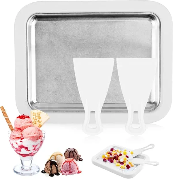 Instant Ice Cream Maker Ice Roll Plate Rolled Ice Cream Machine with 2 Spatulas Rolled Ice Plate for Making Ice Cream Gelato Fruit Milkshake
