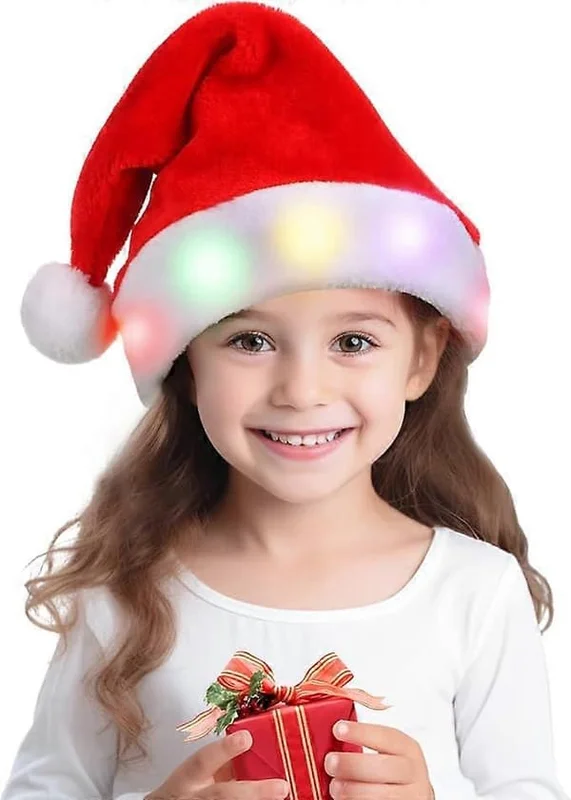 Børne Nissehue LED Lys Julehat Julemandshue Nissehue Julehat Nissehue med Lys