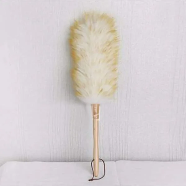 Lammskinn Duster Mikrofiber Lammskinn Duster 20,5 Tums Duster med Ergonomiskt Trähandtag Hushålls- och Professionell Rengöring Möbelrengöring S