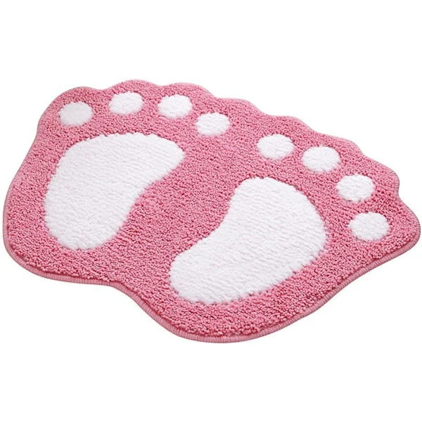 Halkfri absorberande badrumsmatta, stor fotdesign, polyester, rosa