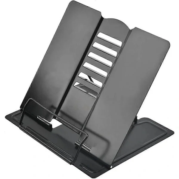 Ergonomiskt dokumentställ, justerbart bokställ i metall med flyttbara klämmor, halkfri design för tjocka böcker och enstaka ark, portabelt lässtöd