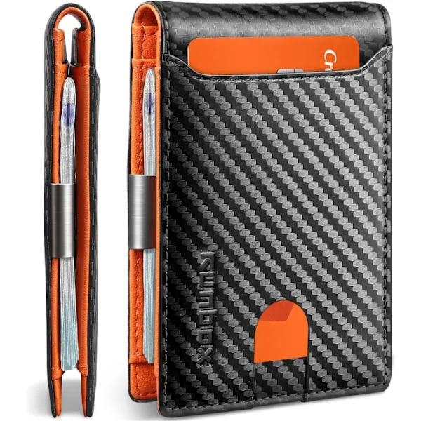 Slim Wallets for Men - Leather Money Clip Men's Wallet - RFID Blocking Pocket Wallet - Minimalist Credit Card Holder with Gift Box [ZHE]