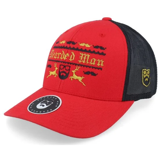 Ho-Ho-Hats - Červená trucker Kšiltovka - Ugly Christmas Logo Red/Black Trucker @ Hatstore