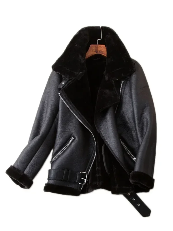 AliExpress - Ailegogo manteaux d'hiver femmes épaisseur Faux cuir fourrure de mouton femme fourrure veste en cuir aviateur vêtements d'extérieur 