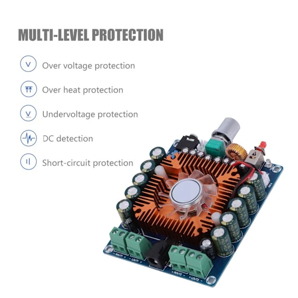 4 Kanaler 4*50W Högeffekts HiFi Förstärkare Kretskort IC Smart Kylning Digital Förstärkare Kretskort