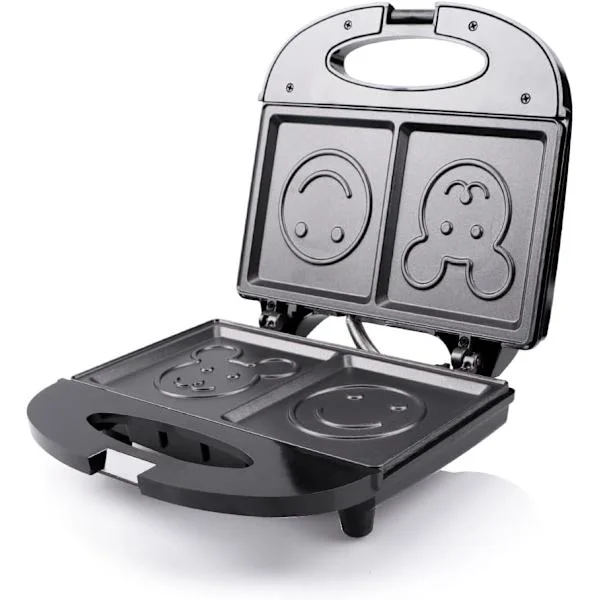 Dubbel Mini Våffeljärn, Chaffle Maker, Waflera Electrica, Litet Våffeljärn för Våfflor, Keto Chaffles, Raggmunk, Kakor