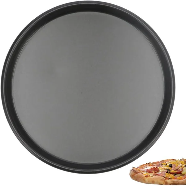 Leivinpelti - Syvä tarttumaton leivinpelti, hiiliteräksinen pizzauunipelti, pyöreä pizzauunipelti.