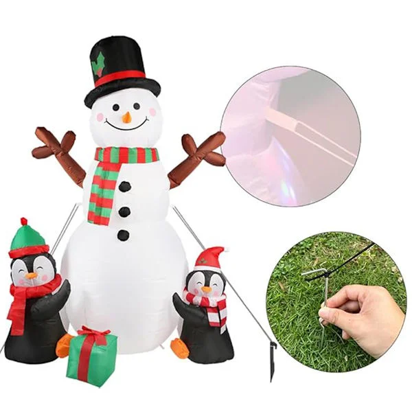 (SC) 1.8m Christmas Inflatable Outdoor Decorations, Inflatable Snowman Penguins with Rotating LED Lights for Christmas Indoor Outdoor Yard Garden