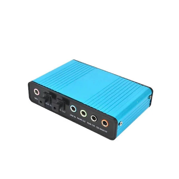 USB 6-kanals 5.1 / 7.1 Surround Ekstern Lydkort PC Bærbar PC Stasjonær PC Tablet Audio Optisk Adapterkort (Blå)