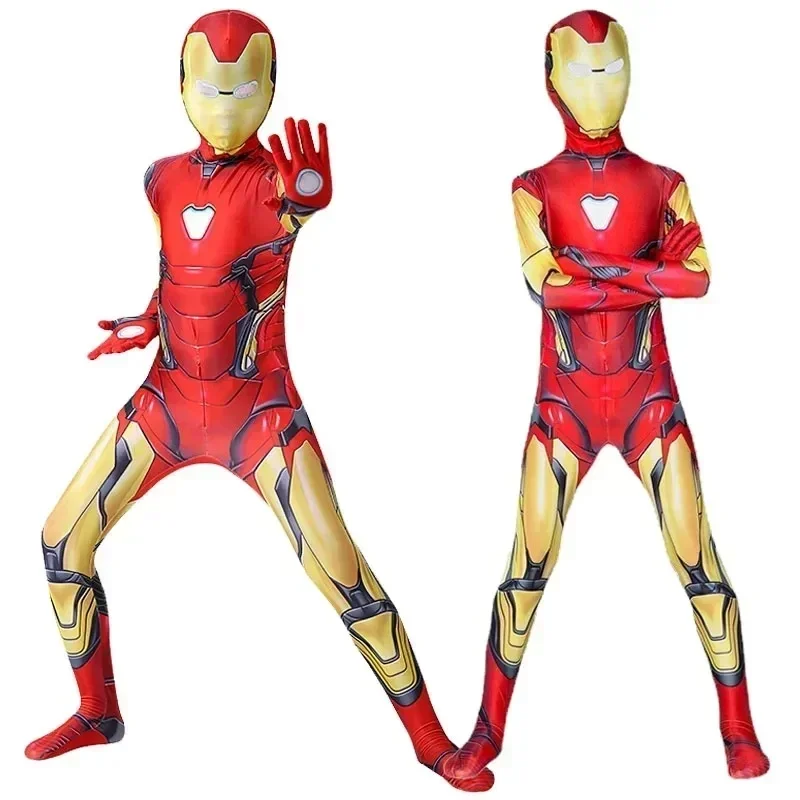 AliExpress - 2025 Anime Iron Man Cosplay Costume super-héros Iron Man garçons filles combinaison cape tenue Halloween carnaval Costumes combinaisons